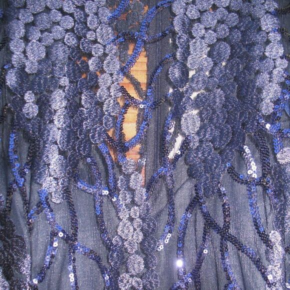 Mac Duggal 12467 Womens Flutter Sleeve Sequin Applique Cocktail Dress Blue 16 - Picture 8 of 15